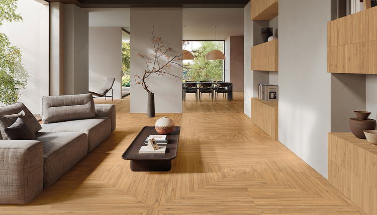 Playwood | Emilceramica Gres Porcelánico Emil Playwood Madera,ladrillo Sala De Estar Intense Oak Playtangram Imagen Galería | Emilceramica